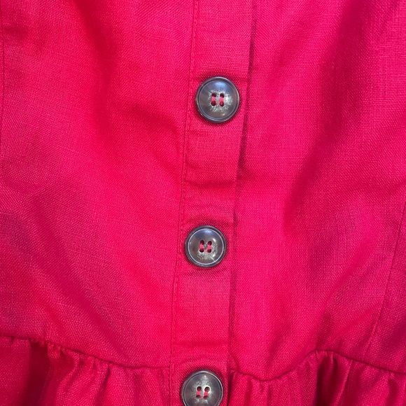 NWOT reformation cherry red linen sun dress slip dress button front pockets 8 $1 - Picture 5 of 6